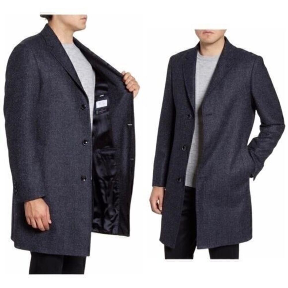 Nordstrom Signature Cloth by Lanificio di Pray Darien Wool Navy Overcoat 46R NWT